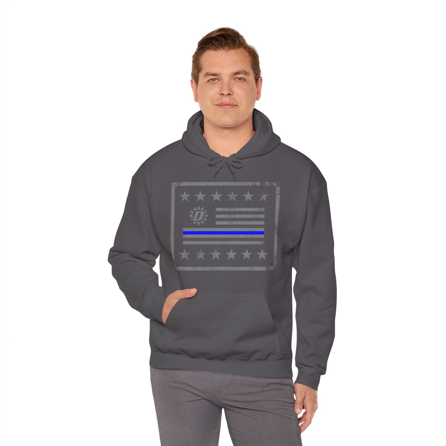 Thin Blue Line Flag Unisex Heavy Blend™ Hooded Sweatshirt