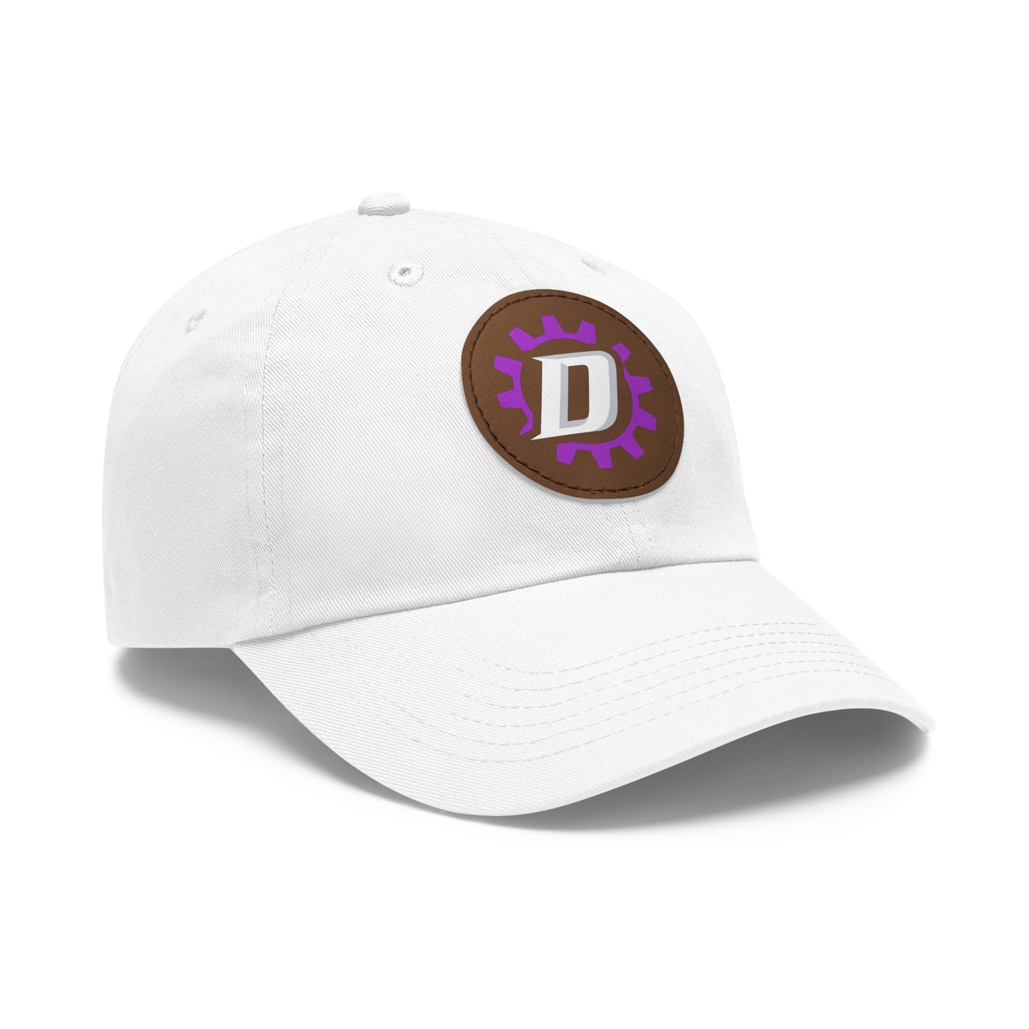 Leather Patch  — Purple Gear “D” Logo Cap