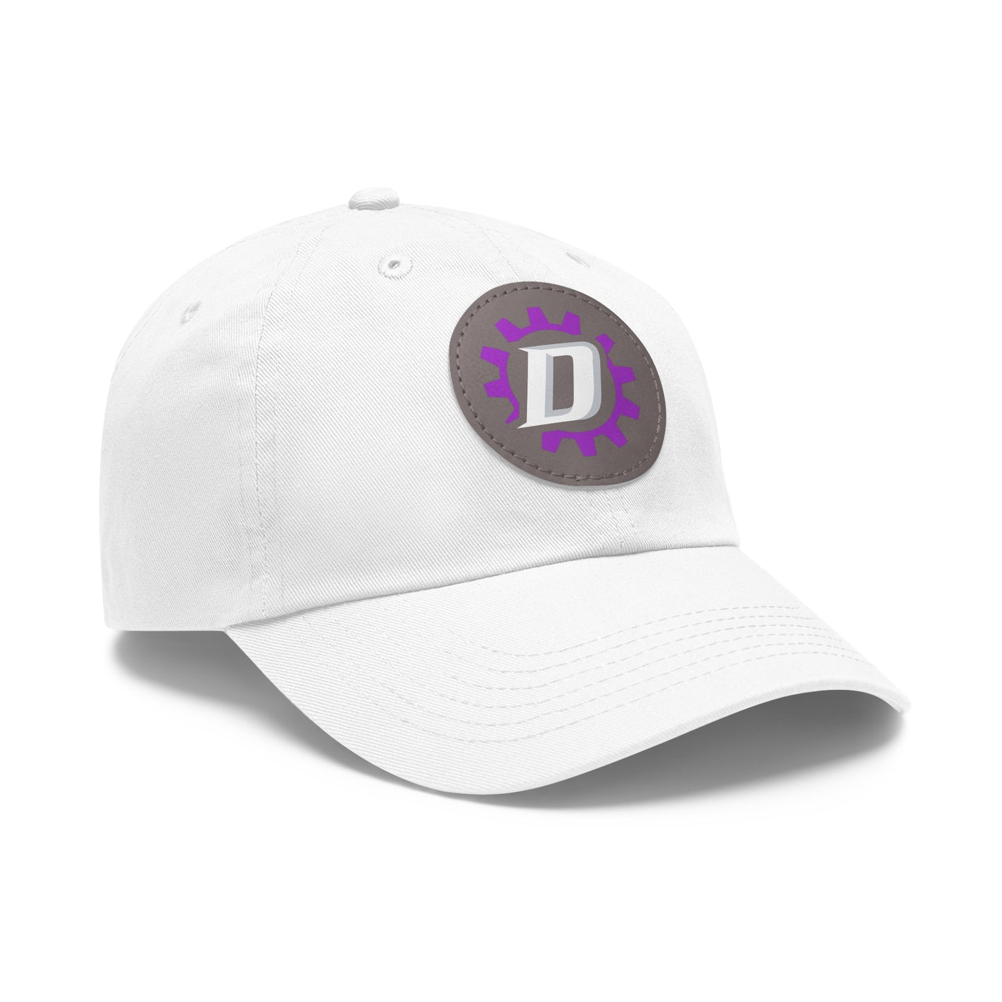 Leather Patch  — Purple Gear “D” Logo Cap