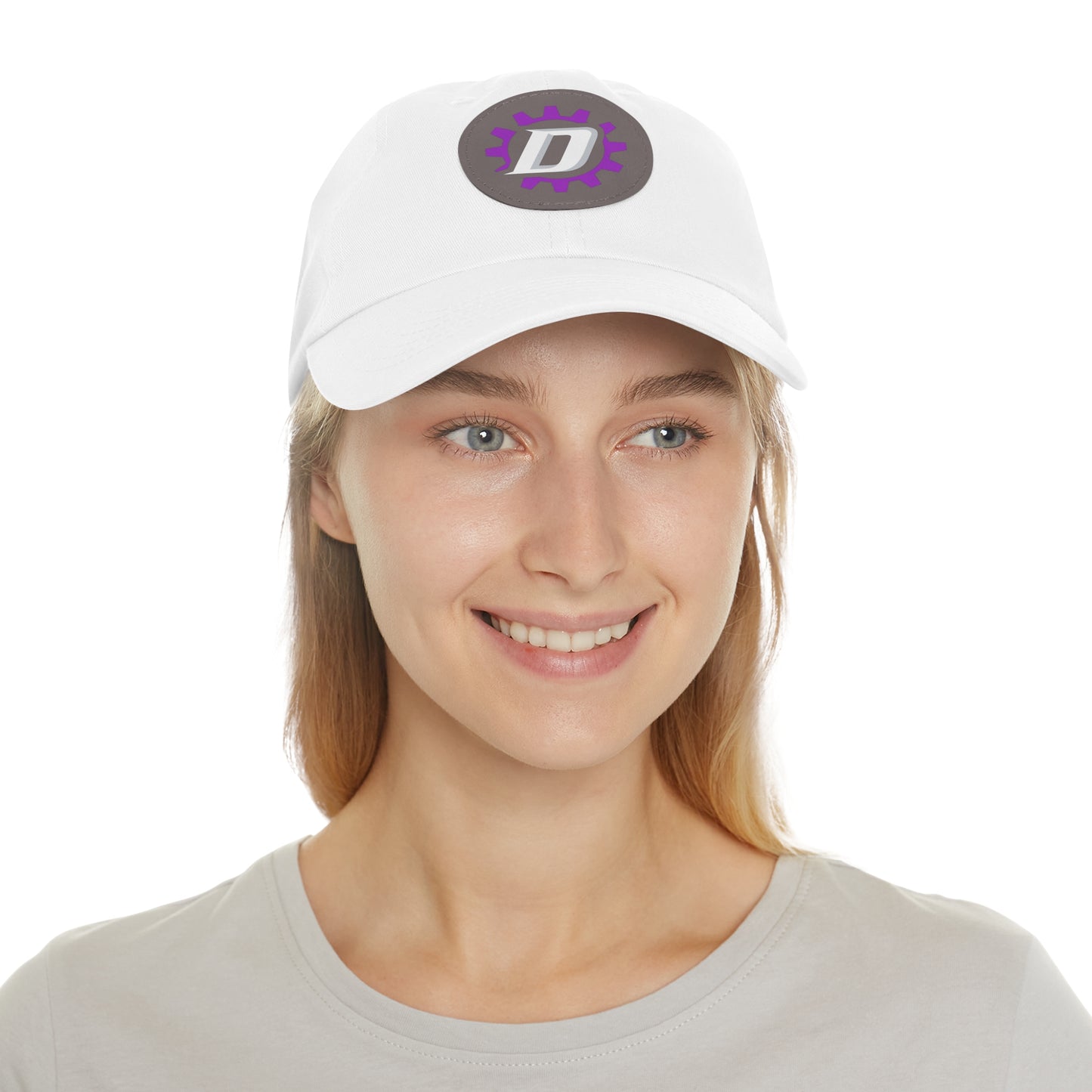 Leather Patch  — Purple Gear “D” Logo Cap