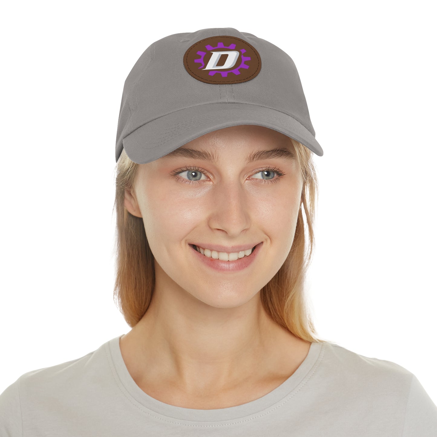 Leather Patch  — Purple Gear “D” Logo Cap