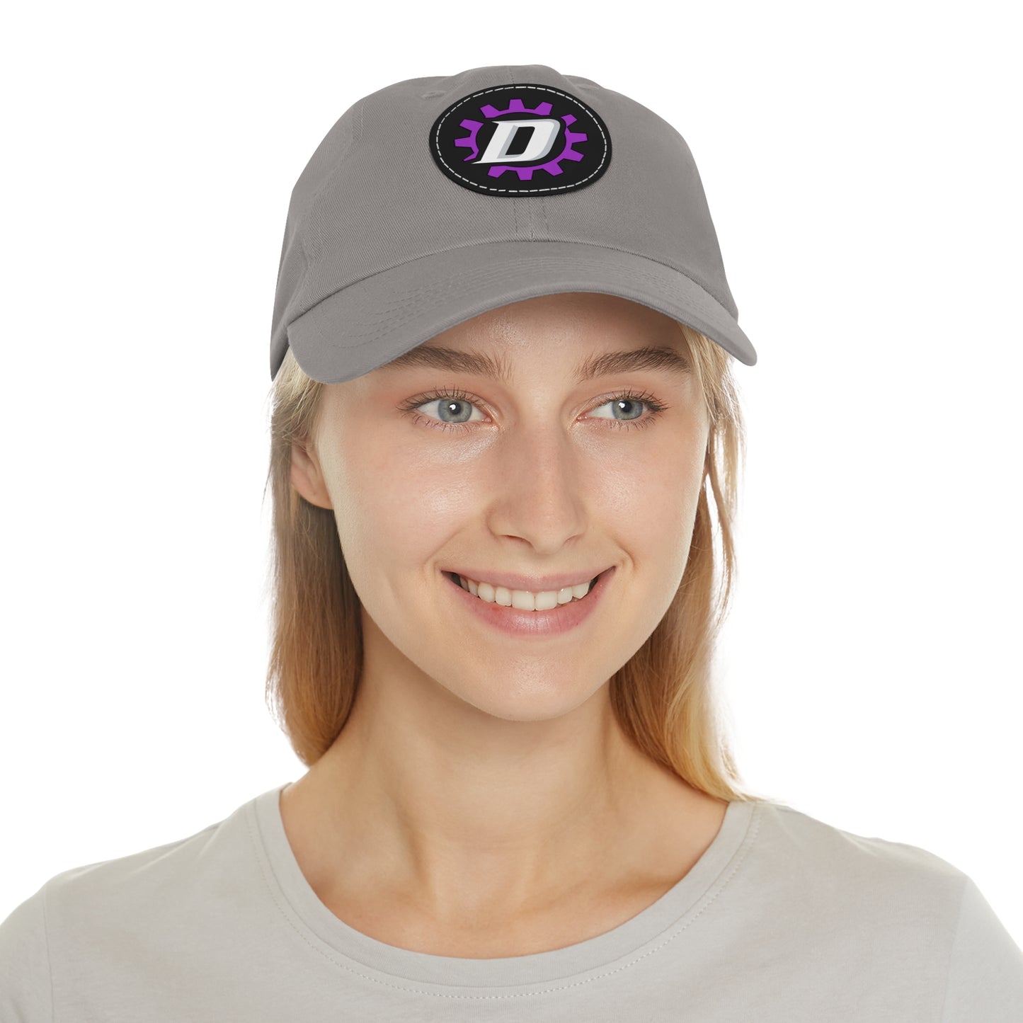 Leather Patch  — Purple Gear “D” Logo Cap