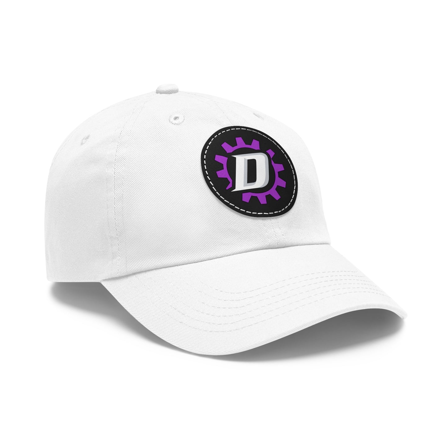 Leather Patch  — Purple Gear “D” Logo Cap