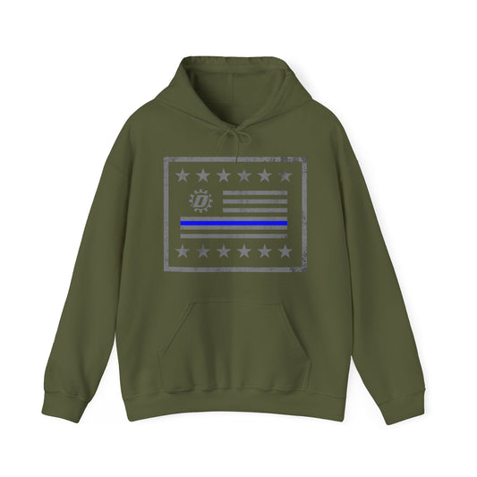 Thin Blue Line Flag Unisex Heavy Blend™ Hooded Sweatshirt