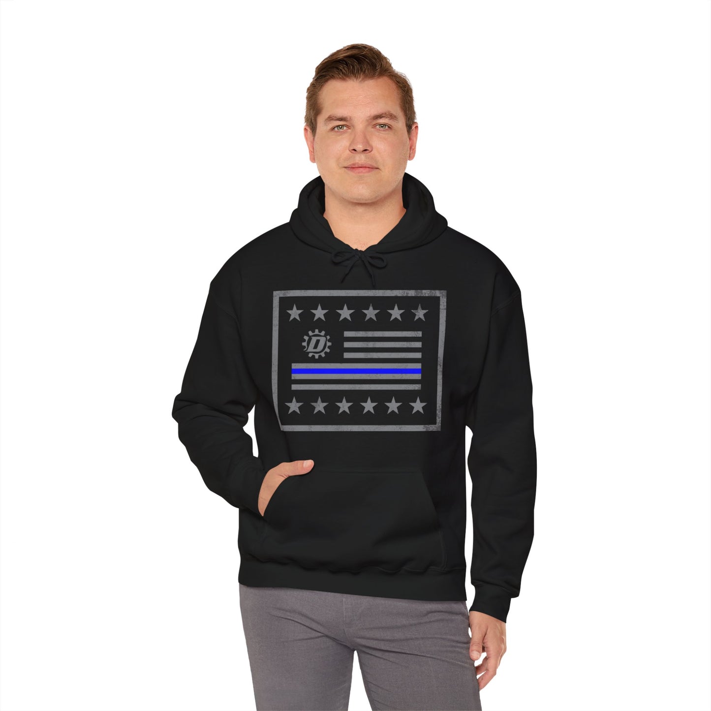 Thin Blue Line Flag Unisex Heavy Blend™ Hooded Sweatshirt